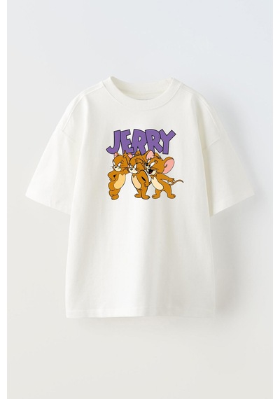 Thewert Unisex Jerry Fareler Tasarım Baskılı Pamuk Beyaz Oversize T-shirt