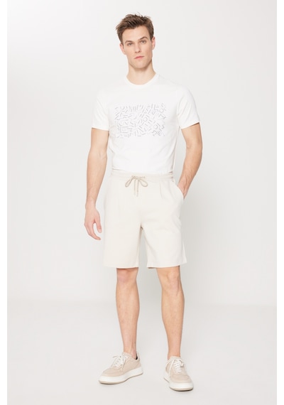 AC&Co / Altınyıldız Classics Erkek Bej Slim Fit Dar Kesim Pamuklu Yan Cepli Örme Şort Bej