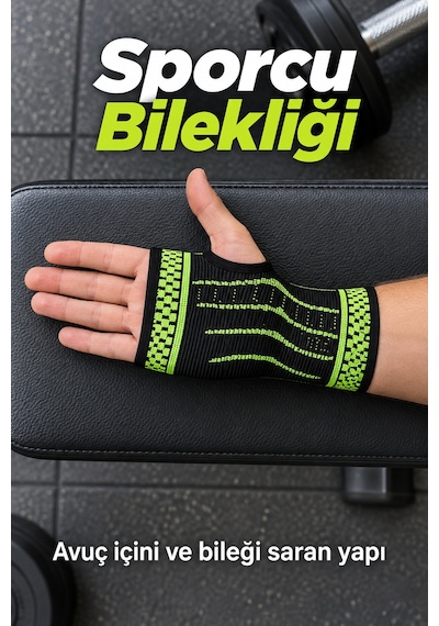 Mrcelikpazar Örgü Dokulu El Bilek Desteği Siyah Yeşil Tasarım Diğer