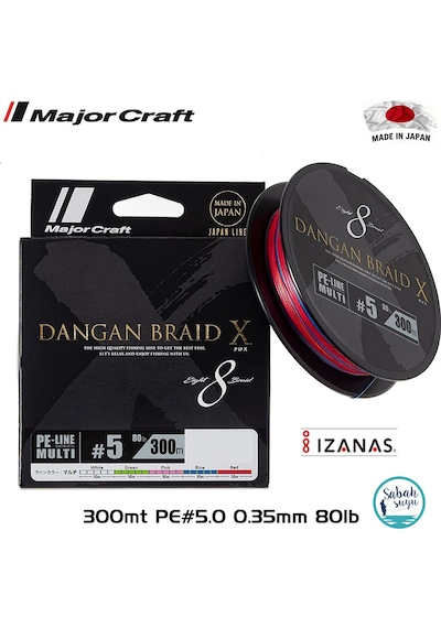Major Craft Dangan Braid X 8X Ip Misina Pe 5.0 0.35Mm 80Lb/36.3Kg
