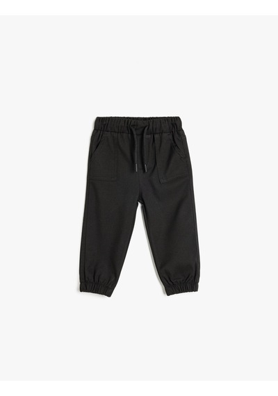 Koton Jogger Pantolon Beli Bağlamalı Cepli Siyah 5smb40033tw Siyah