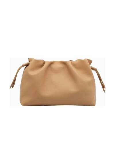 Studio Amelia Studıo Amelıa Alexandra Petite Bej Deri Büzgülü Zincir Askılı Kadın Clutch Çanta