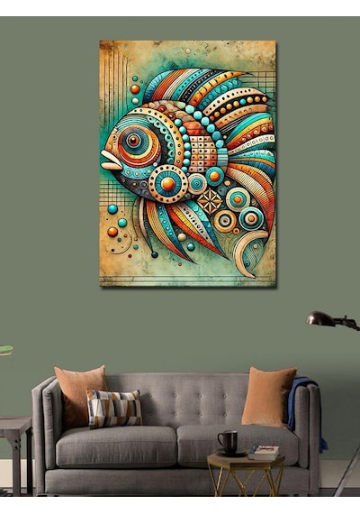 Kanvas Tablo Soyut Renkli Balık 70cmx100cm