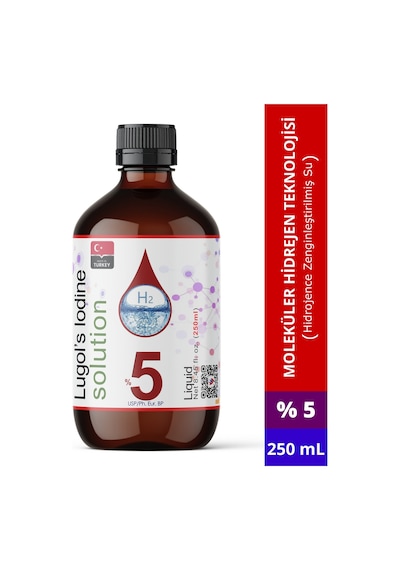 Lugol's %5 İyot Çözeltisi İyot Damla Cam Şişe 250 ML
