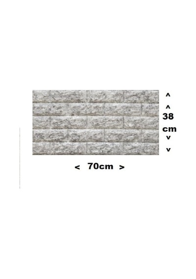 70x38cm Silinebilir Kendinden Yapışkanlı Çift Renk Gri Beyaz Esnek Tuğla Sünger Duvar Paneli Kağıdı