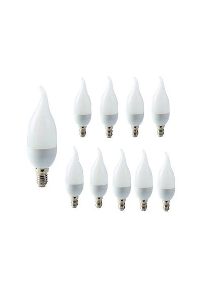 10 Adet Çok Kaliteli E14 Duy 5 Watt, 4200 Kelvin Beyaz Işık Led Ampul, Avize Şamdan Ampulü Mum Ampul