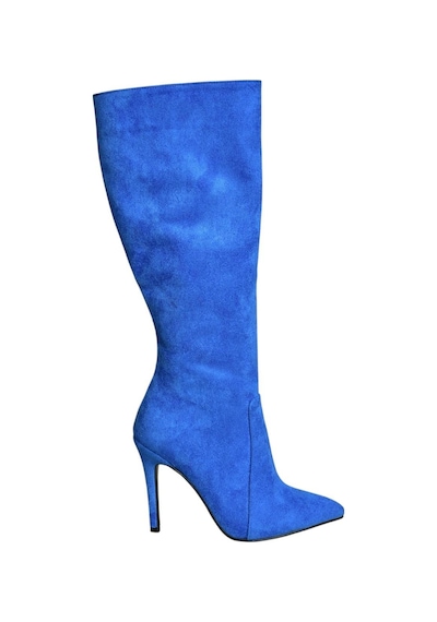Fox Shoes N372530102 Saks Mavi Süet İnce Topuklu Kadın Çizme Saks Mavi-süet