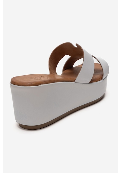 Luvishoes Luvi Shoes Lıa Beyaz Cilt Hakiki Deri Kadın Dolgu Topuklu Terlik Beyaz