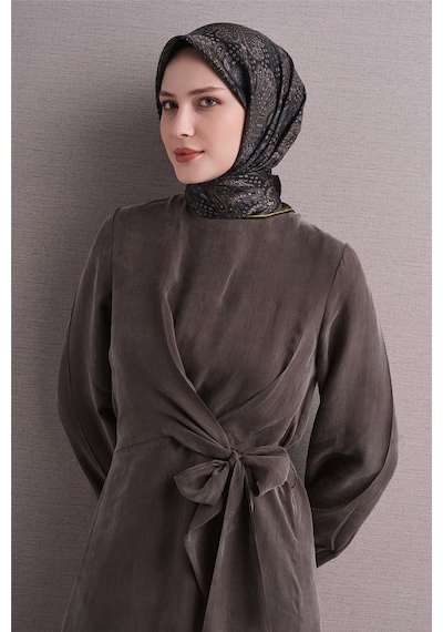 Armine İpek Eşarp 2027 Kış - 9631-32 Siyah Sarı Twill