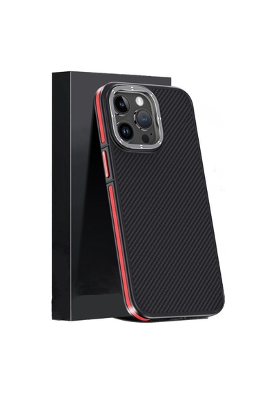Joko Apple İphone 15 Pro Max Kılıf Aramid 600d Kevlar Karbon Fiber Magsafe Kapak - Kırmızı 0.2M-Çok Renkli