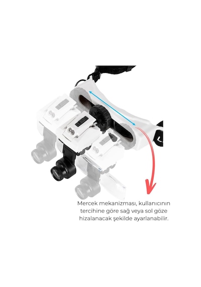Mg-9892e1 Işıklı Kafa Büyüteci 8 Değiştirilebilir Mercekli
