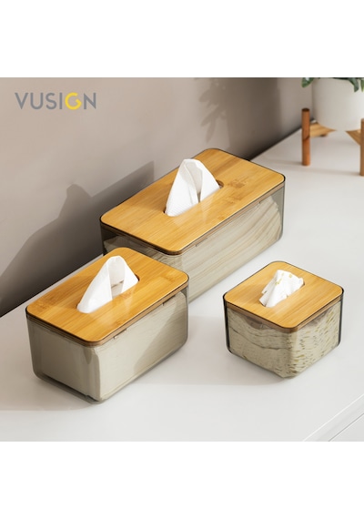 Vusıgn Bambu Ve Ahşap Mendil Kutusu Kahverengi