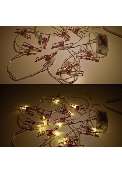 Buffer Bakır Renkli Led Işıklı Fotoğraf Asma Işık Süsleme Mandalları Çoklu Renk