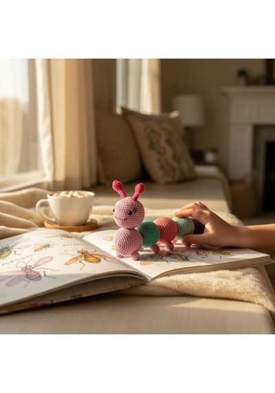 Renkli Tırtıl Çocuklar İçin Amigurumi Oyuncak Çok Renkli