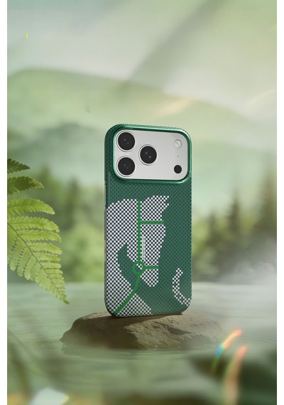 Apple Uyumlu iPhone 17 Pro Steed Woven Magsafe Aramid Fiber Premium Kılıf Yeşil