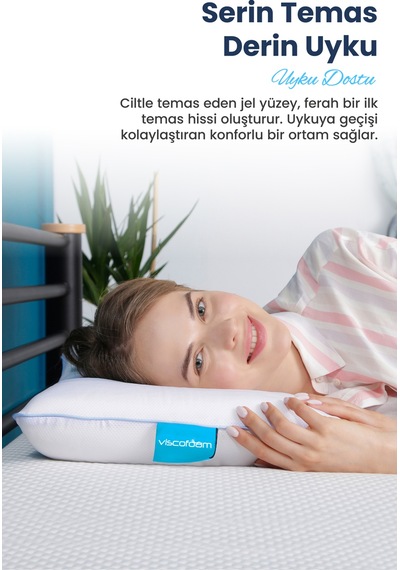 Viscofoam Comfy Terletmeyen Ortopedik Yastık Serinleten Visco Yastık Jelli Yastık 55x35x12cm
