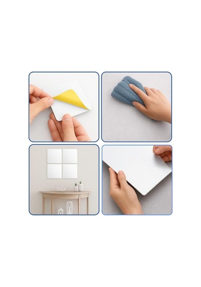 Kendinden Yapışkanlı Pleksi Ayna Levha, Kırılmaz Akrilik, 5x5 Cm Açık Gri