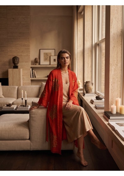 Brandsmiths Red Ethereal Coral Kimono Sarı