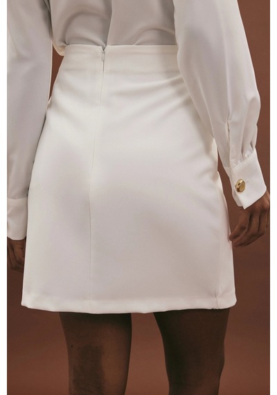 Sateen Lucy Mini Etek - Ekru Ekru