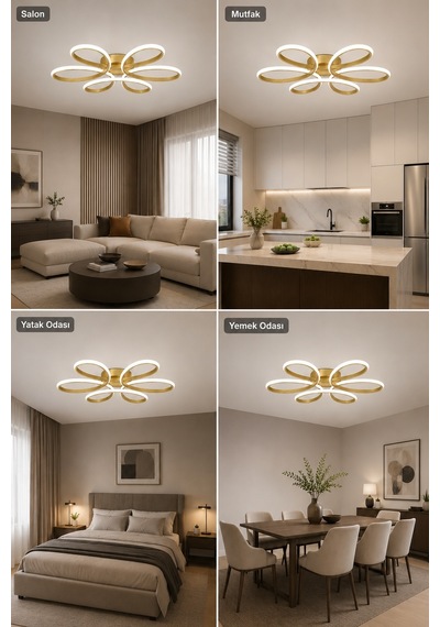 Niva Led Plafonyer Avize 3 Renk Kumandalı Eskitme