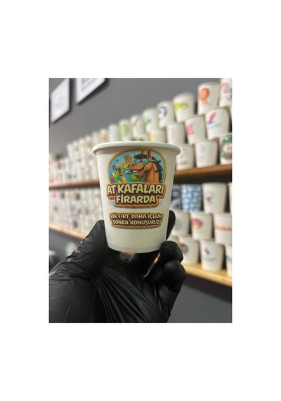 Firmaya Kişiye Özel Logo Baskı Tasarım Tek Kullanımlık 7 Oz 200 Adet Karton Bardak 1