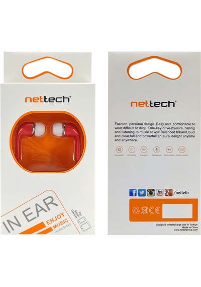 Nettech Nt-112 3.5 Jack Girişli Kulak İçi Kulaklık Kırmızı Diğer