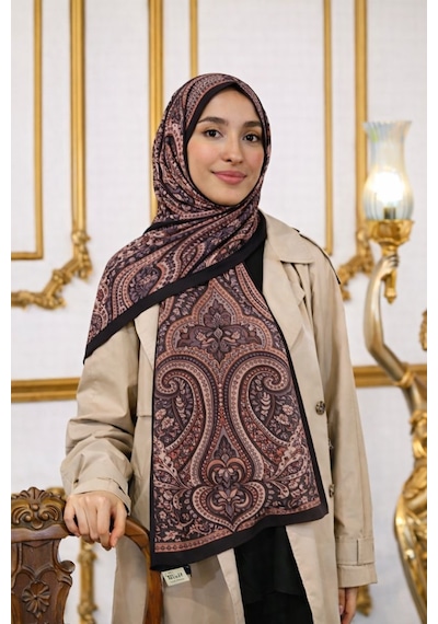 Shawl Secret Glamour Pamuklu Etnik Soft S Al 52836 Siyah Turuncu Etnik Desen Turuncu
