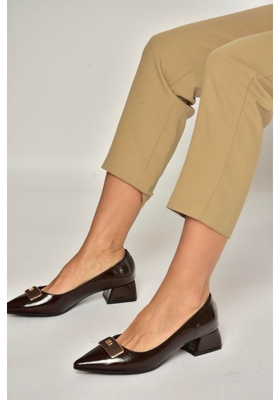 Fox Shoes Y820771260 Kahverengi Rustik Alçak Topuklu Kadın Ayakkabı Kahverengi