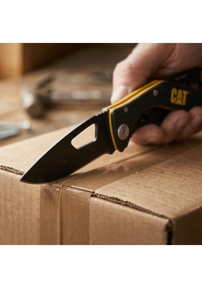 Cat Da980267 Kemer Askı Kancalı Şişe Açacaklı Katlanabilir 16cm Paslanmaz Çelik Siyah Kamp Çakısı