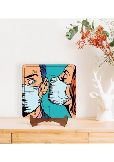 Bk Gift Pop Art Tasarımlı Ahşap Standlı Puzzle Çerçeve-22