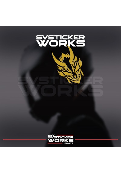 Dragon Ejder Kask Sticker Tüm Kasklar Uyumlu Tek Yön 1 Adet Altın
