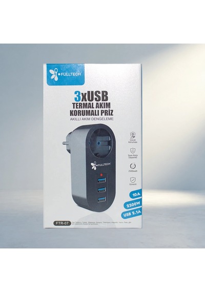 Akıllı Akım Dengeleme Özellikli Tekli Priz 3xusb Isıya Dayanıklı
