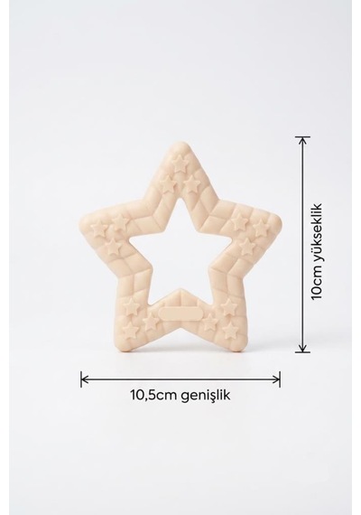 Yıldız Şekilli Esnek Bpa İçermeyen Kabartılı Pastel Renkli Oyuncak Bebek Diş Kaşıyıcısı Krem