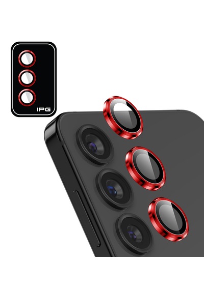 S24 İçin Ipg Prolens Kamera Lens Koruyucu Alüminyum - Kırmızı