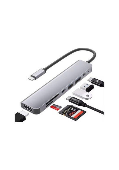 Usb Çoklayıcı 7in1 Hub Type-c 4k Hdmı Sd Tf Kart Okuyucu Usb 3.0 Okuyucu