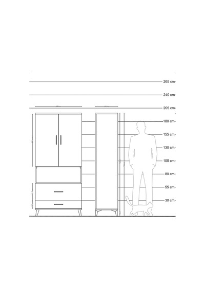 Hyperion Dolap 2 Raflı 2 Çekmeceli Tek Askılı 88x44x195 Antra... Antrasit