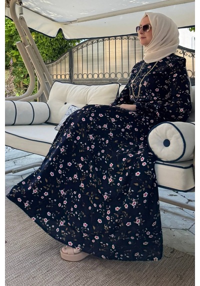 Rabia Şamlı Bihter Lacivert Elbise Normal