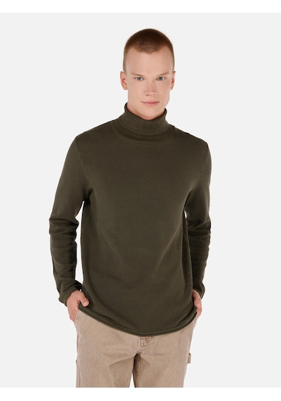 Colin's Colins Regular Fit Turtle Neck Yeşil Erkek Kazak Cl1064879 Haki