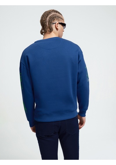 Oversize Erkek Sweatshirt Mavi