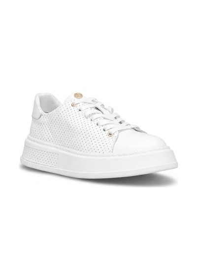 John Richardo 24408 Erkek Hakiki Deri Klasik Sneaker Beyaz Beyaz