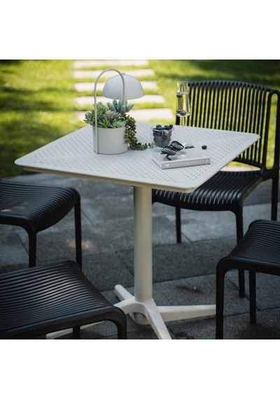 Moon Katlanır Masa 70x70 Cm - Bahçe, Balkon, Kafe, Restoran İçin, İç Ve Dış Mekan Süt Beyaz Çok Renkli