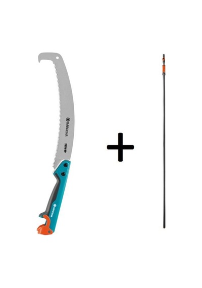 Gardena 8739 Kıvrımlı Bahçıvan Budama Testeresi + 3721 Combisystem 210-390cm Teleskopik Sap