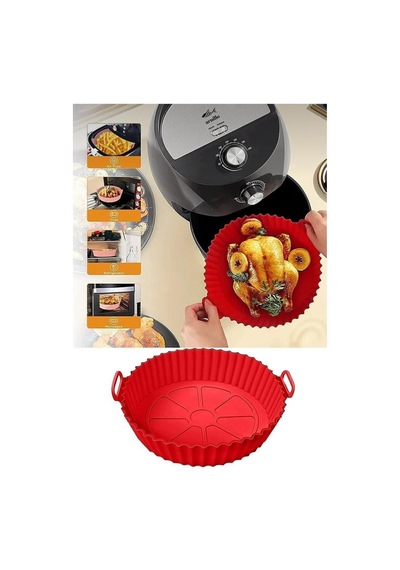 2 Parça Pratik Silikon Airfryer Pişirme Kağıdı Siyah/kırmızı Yonca Fırın Mikrodalga Kalıbı Hh Siliko Diğer