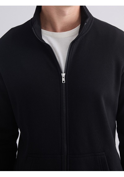 LC Waikiki Lc Waıkıkı Siyah Dik Yaka Erkek Fermuarlı Sweatshirt