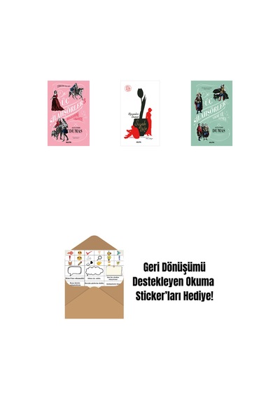 Üç Silahşörler 3 - Bragelonne Vikontu Ciltli + Siyah Lale + Üç Silahşörler Yirmi Yıl Sonra Ciltli + Okuma Sticker'ları