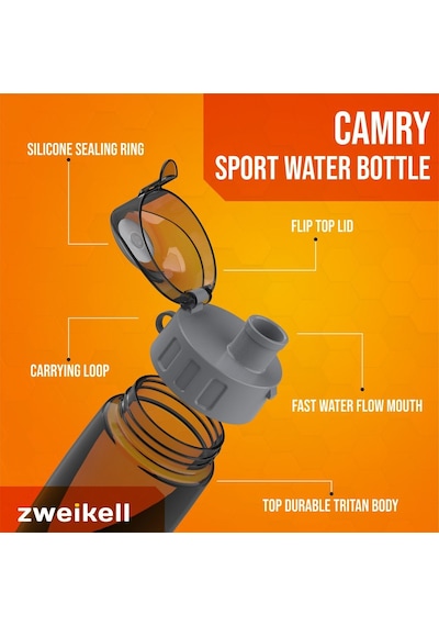 Zweikell Camry Sleeve Maroon Red Bpa Içermez 650 Ml Tritan Suluk