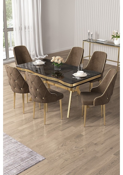 Canisa Vae Serisi 90x160 Lak Panel Antrasit Ironi Gold Ayak Masa Takımı 6 Kahverengi Sandalye Antrasit İroni Masa Kahve Sandalye Ayaklar Gold Canisa Vae Serisi 90x160 Lak Panel Antrasit Ironi Gold Ayak Masa Takımı 6 Kahverengi Sandalye Antrasit İroni Masa Kahve Sandalye Ayaklar Gold