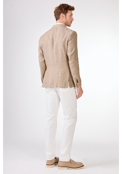 Dufy Bej Mono Yaka Slim Fit Erkek Ceket Bej