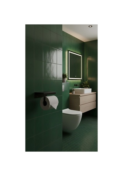 Premium Seri Paslanmaz Metal Tuvalet Kağıdı Askısı Ve Organizer Raflı Tuvalet Kağıdı Wc Askısı Siyah