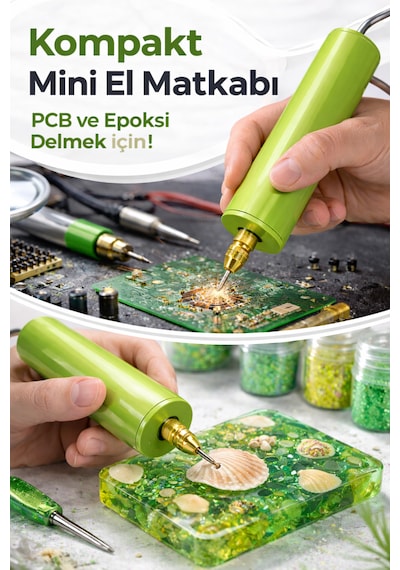 Usb Mini Drill Matkap Seti 7 Parça Mandren Seti+ 3 Adet Mikro Matkap Ucu Hassas Delme & Dıy-mını-usb-10-fıstık Yeşili